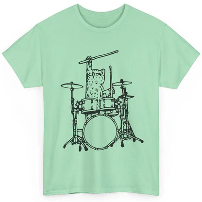 Funny Cat Drumming Drummers Percussionists Musician Gift Classic Unisex T-Shirt