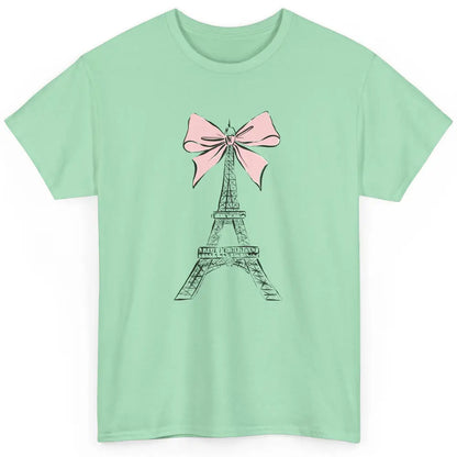 Voyager Floral Eiffel Tower Minimal Paris France Travel Girl Classic Unisex T-Shirt