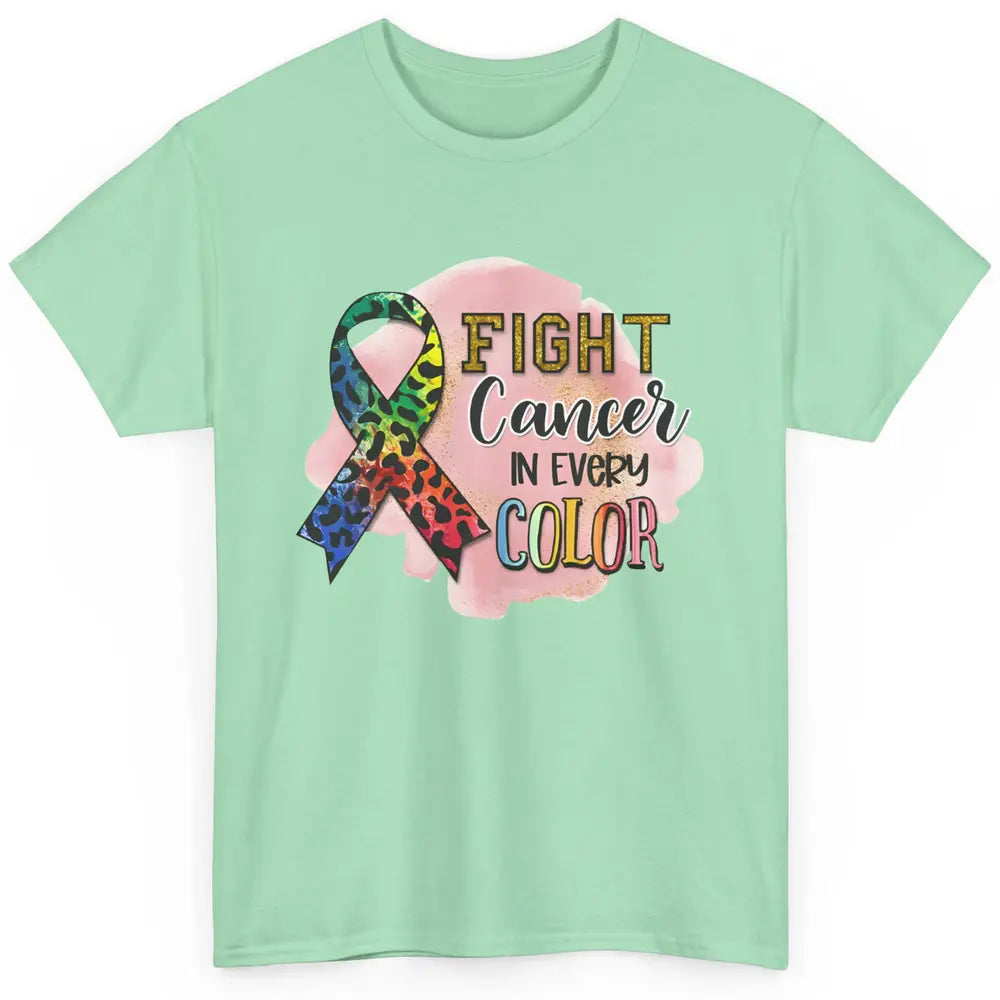 Fight Breast Cancer In Every Color Awareness Leopard Ribbon Classic Unisex T-Shirt