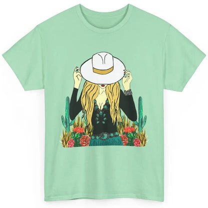 Desert Punchy Cowgirl Hat Western Country Cactus Howdy Retro Classic Unisex T-Shirt