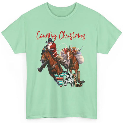 Santa Claus Country Christmas Y'all Western Country Cowboy Classic Unisex T-Shirt