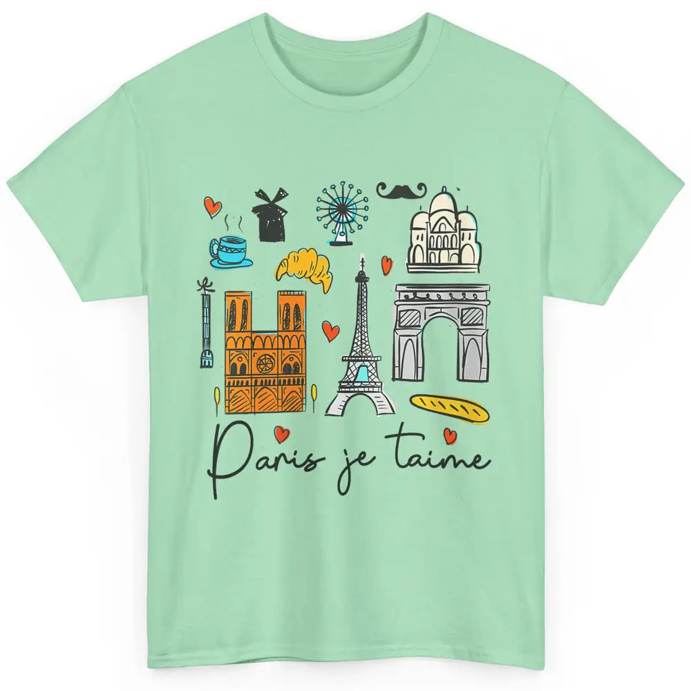 Doodle Eiffel Tower Minimalist Paris France Traveling Love Classic Unisex T-Shirt