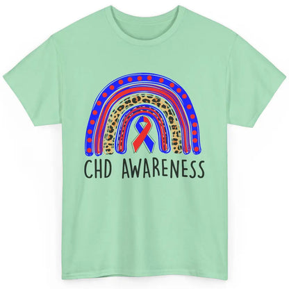 CHD Congenital Heart Disease Awareness Leopard Rainbow Gift Classic Unisex T-Shirt