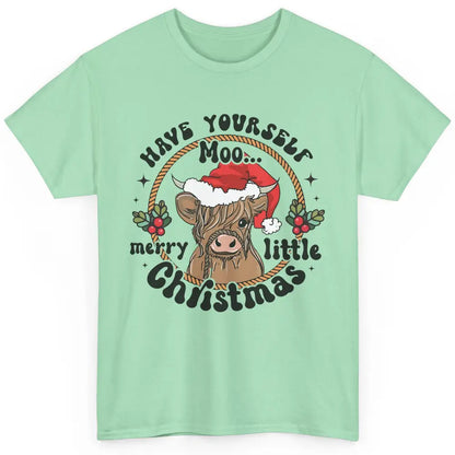 Have Yourself Merry Little Christmas Cow Santa Hat Xmas Gift Classic Unisex T-Shirt