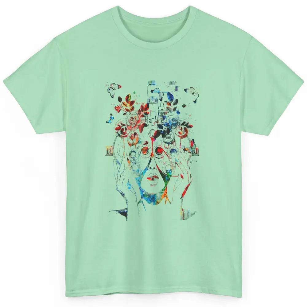 Cute Floral Phoropter Woman Optometrist Eye Anatomy Optician Classic Unisex T-Shirt