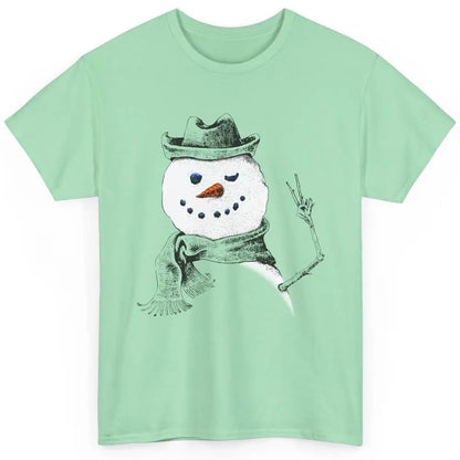 Snowman Peace Sign Christmas Snow Frosty Winter Xmas Gift Classic Unisex T-Shirt