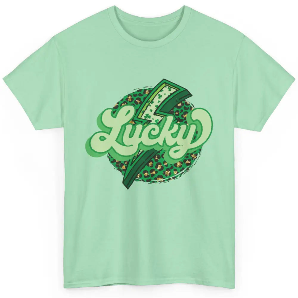 St Patrick Leopard Shamrocks Lucky Lightning Bolt Western Classic Unisex T-Shirt