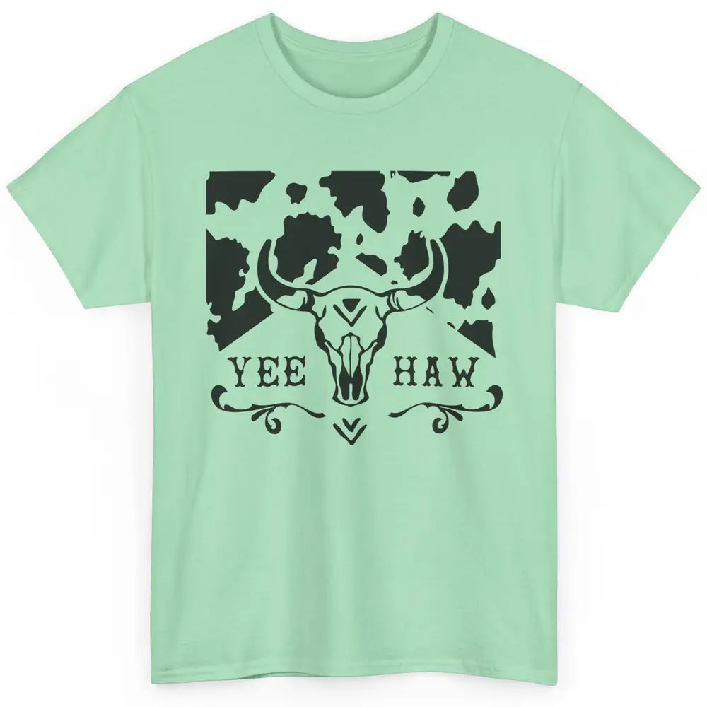 Cowhide Boho Bull Skull Yee Haw Southern Western Country Classic Unisex T-Shirt