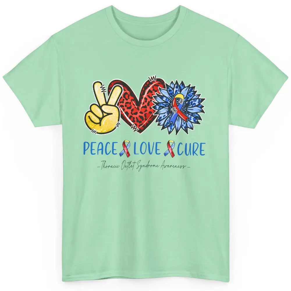 Thoracic Outlet Syndrome Awareness Peace Love Cure Sunflower Classic Unisex T-Shirt