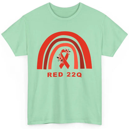 22Q Deletion/DiGeorge Syndrome Awareness Floral Red Rainbow Classic Unisex T-Shirt