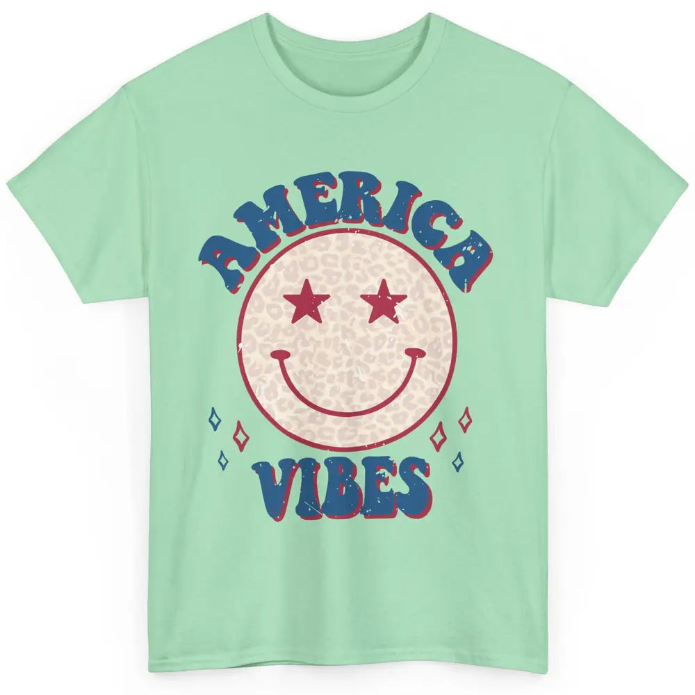 America Vibes Smile Patriotic 4th Of July Happy Face Summer Classic Unisex T-Shirt