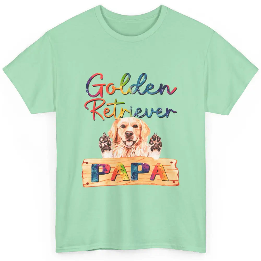 Colorful Golden Retriever Dog Papa Cute Puppy Father Dad Classic Unisex T-Shirt