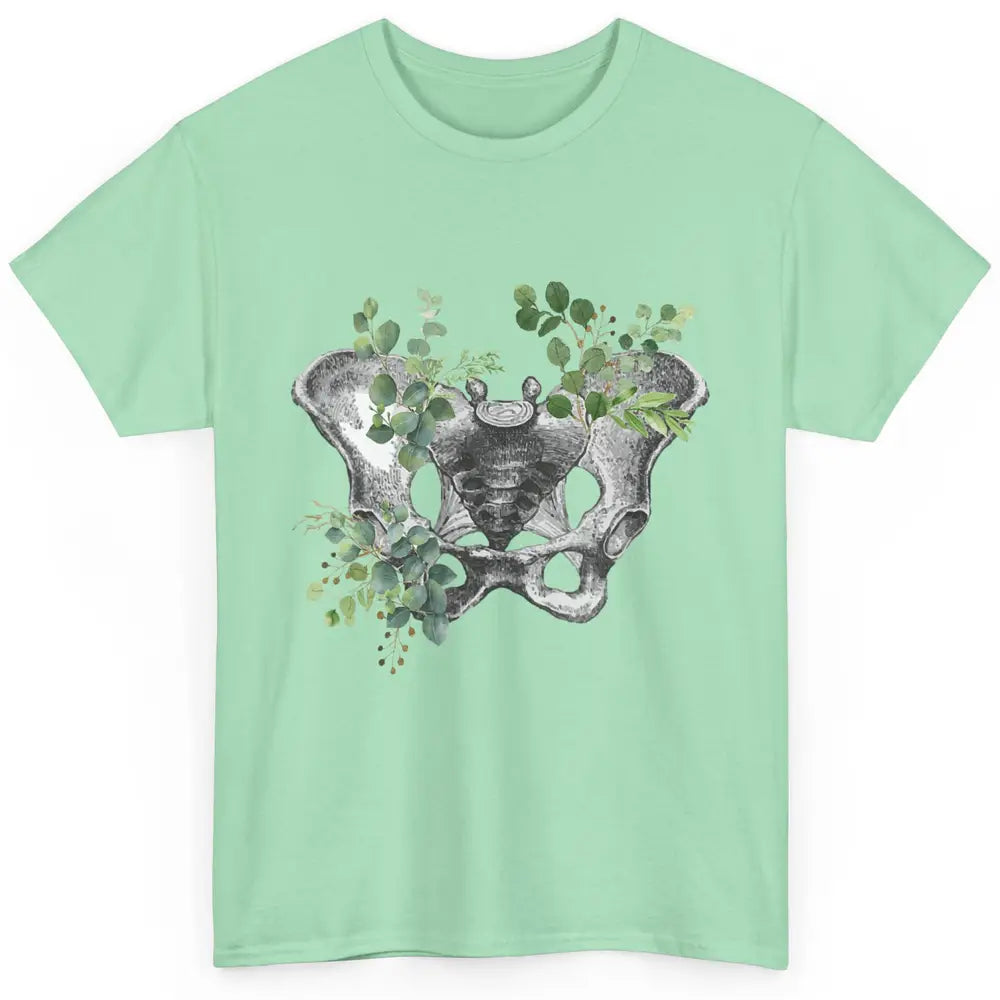 Floral Anatomical Pelvis Skeleton Doctor Medical Botanical Classic Unisex T-Shirt