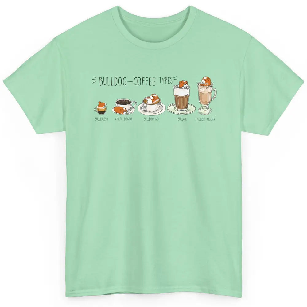 Funny Bulldog Coffee Types Parody Coffee French Bulldog Classic Unisex T-Shirt