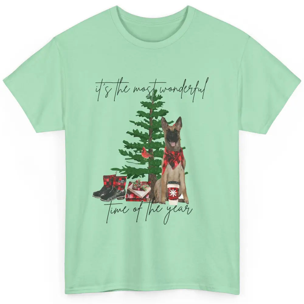 Belgian Malinois Christmas Tree Most Wonderful Time Of Year Classic Unisex T-Shirt