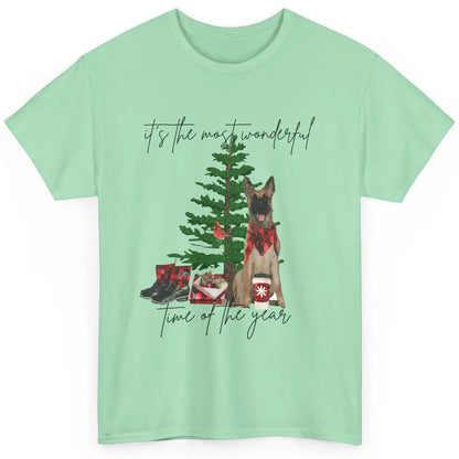 Belgian Malinois Christmas Tree Most Wonderful Time Of Year Classic Unisex T-Shirt