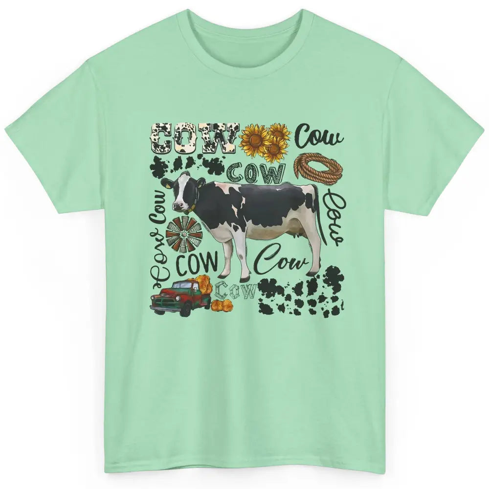 Cow Western Country Cow Sunflower Truck Farm Life Farmer Classic Unisex T-Shirt