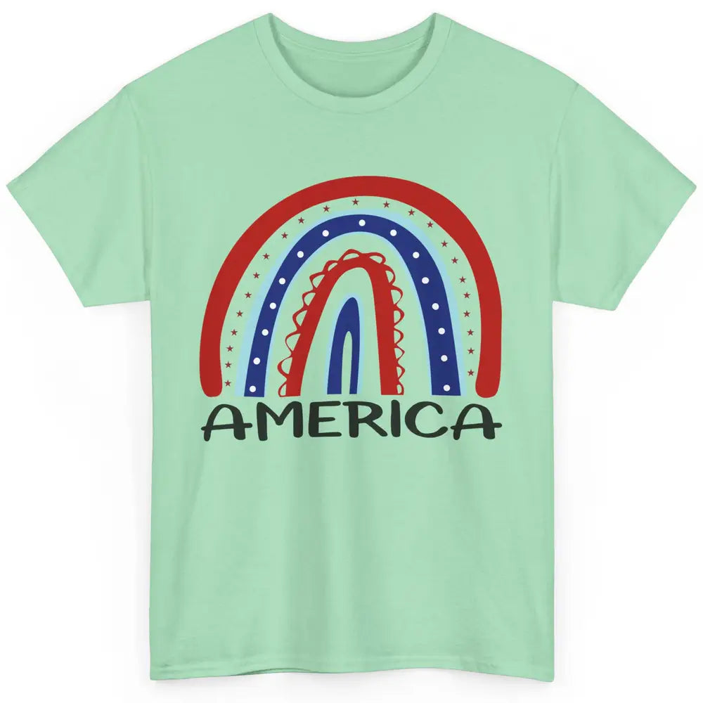 US Flag America Rainbow July 4th American Patriots Gift Classic Unisex T-Shirt