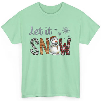 Leopard Snowman Let It Snow Snowflakes Western Christmas Classic Unisex T-Shirt