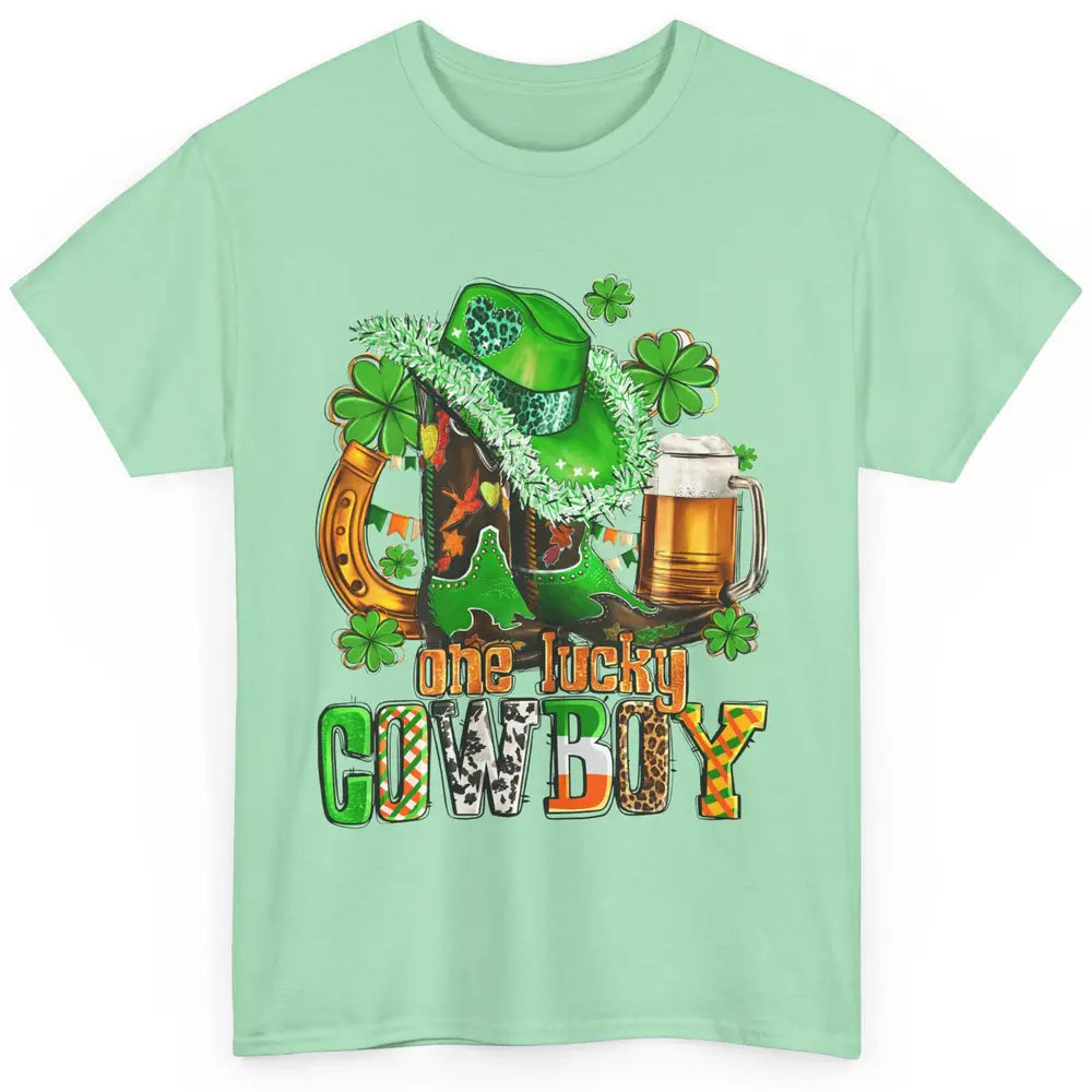 Western Lucky Cowboy Boots Clover Leopard St Patricks Day Classic Unisex T-Shirt