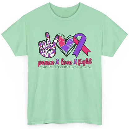 Eosinophilic Esophagitis Awareness Ribbon Peace Love Fight Classic Unisex T-Shirt