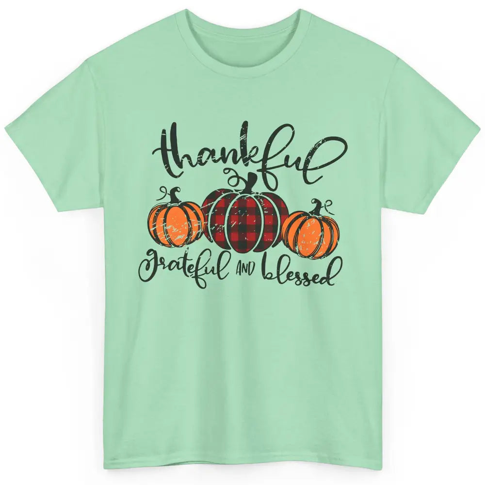 Vintage Grateful Thankful Blessed Pumpkin Fall Thanksgiving Classic Unisex T-Shirt