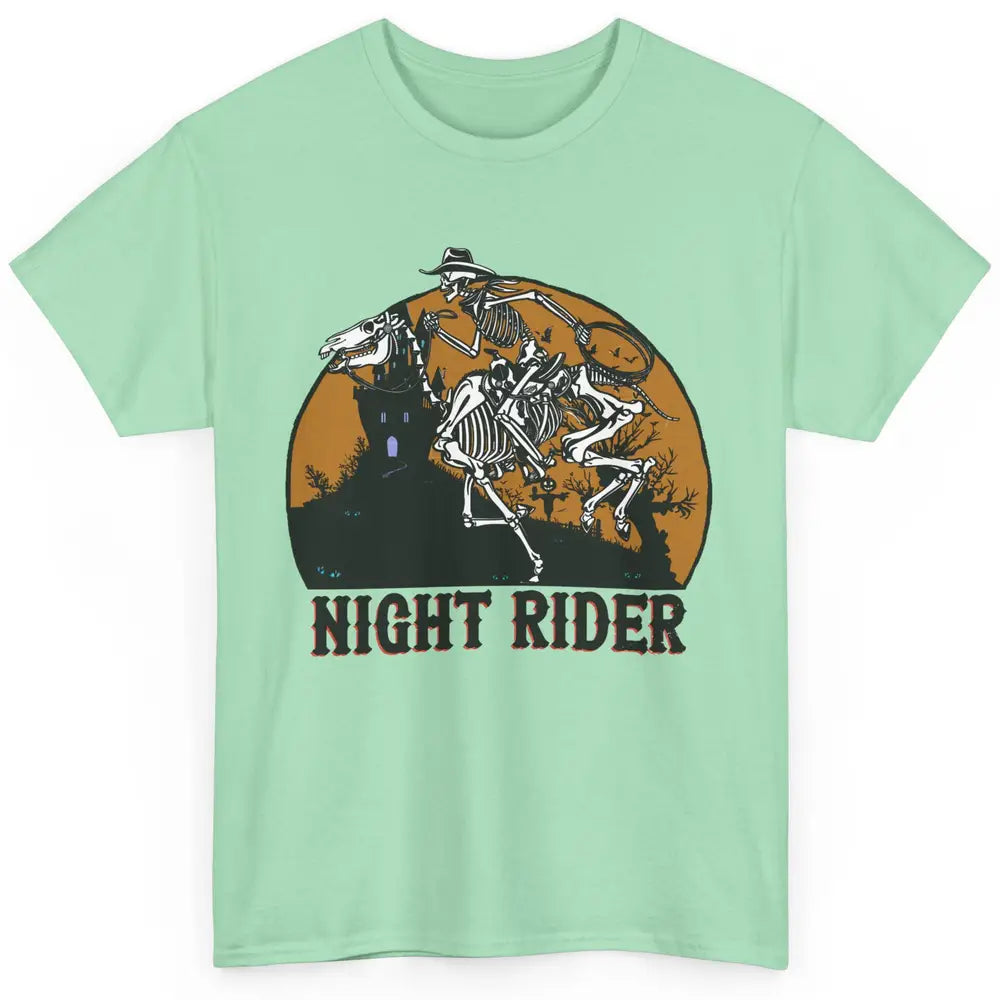 Cowboy Skeleton Bucking Horse Night Rider Western Halloween Classic Unisex T-Shirt