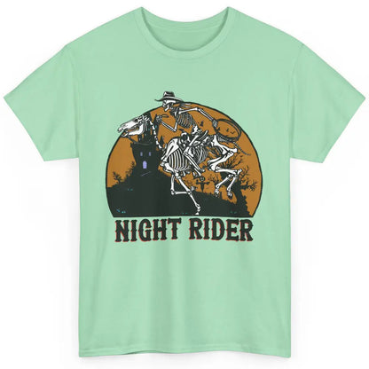 Cowboy Skeleton Bucking Horse Night Rider Western Halloween Classic Unisex T-Shirt