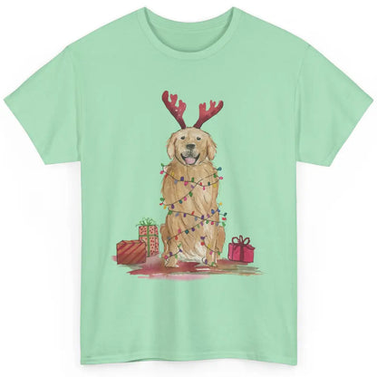 Santa Golden Retriever Reindeer Snowflake Christmas Costume Classic Unisex T-Shirt