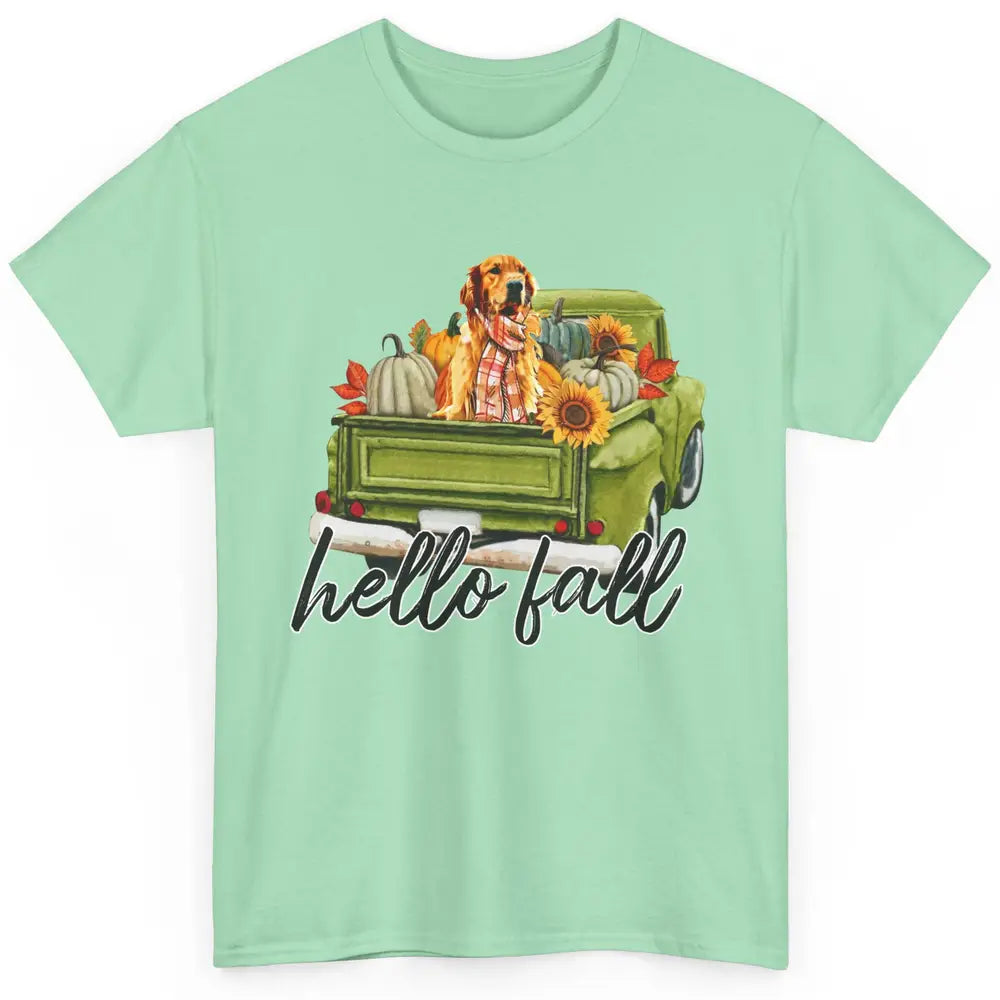 English Golden Retriever Pumpkin Truck Hello Fall Dog Mom Classic Unisex T-Shirt