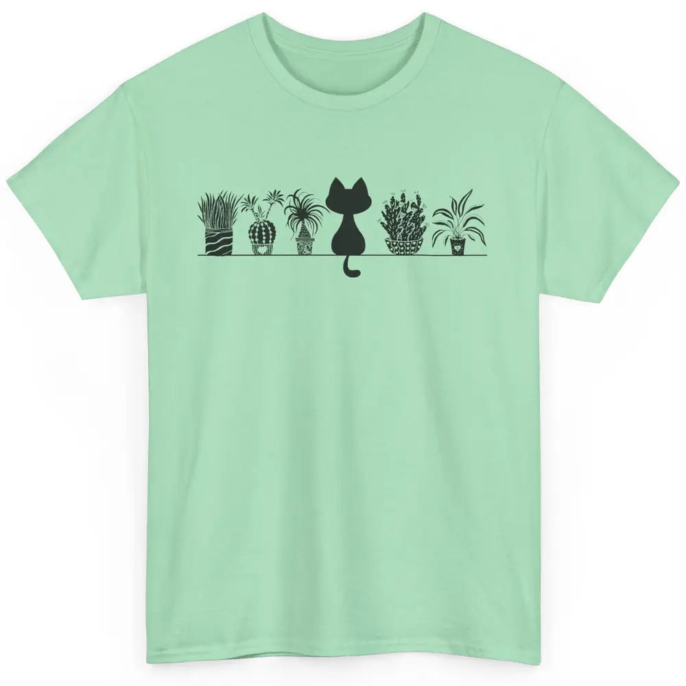 Black Cat Succulent Plant Cactus Cat Lady Gardening Planting Classic Unisex T-Shirt