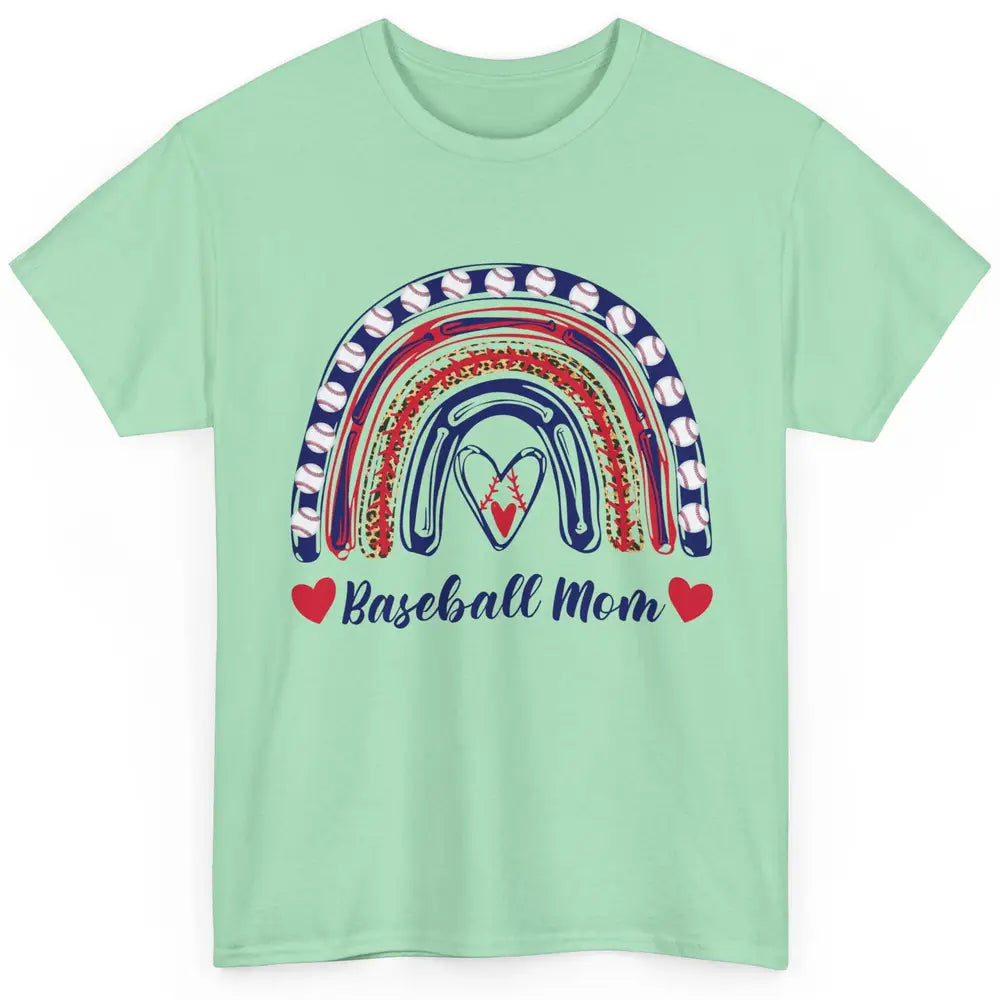 Baseball Mom Leopard Rainbow Proud Baseball Softball Players Classic Unisex T-Shirt