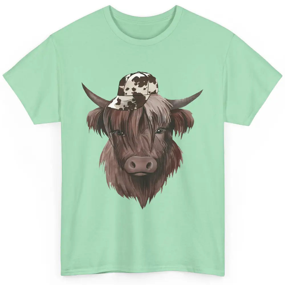 Funny Bull Cow With Hat Leopard Western Country Highland Cow Classic Unisex T-Shirt