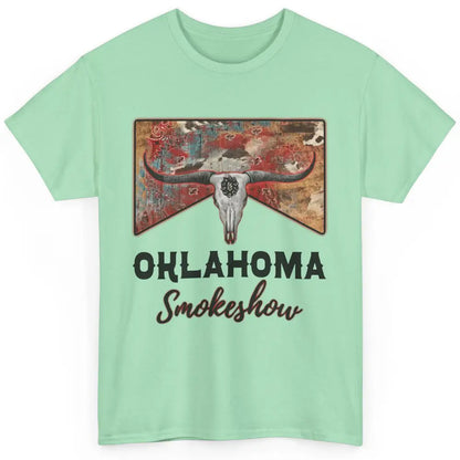 Boho Bull Skull Cow Print Oklahoma Smokeshow Western Country Classic Unisex T-Shirt