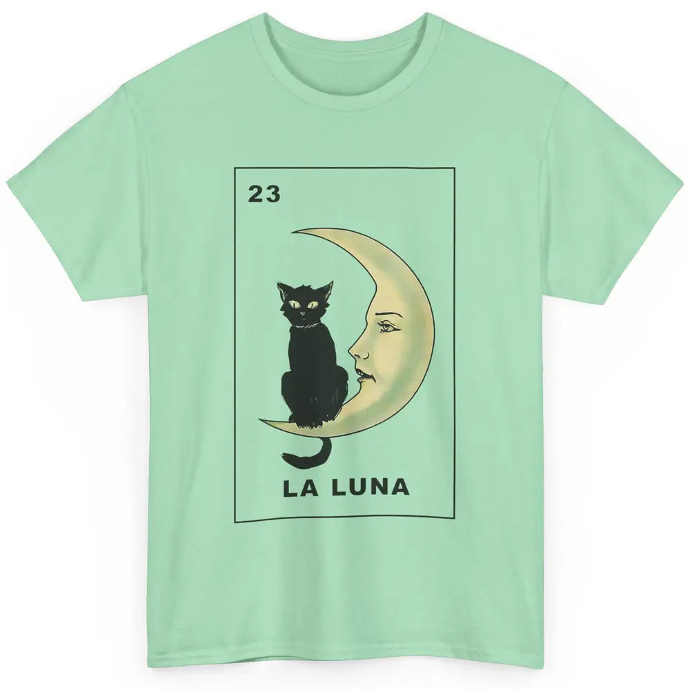 Funny Cat The Moon La Luna Tarot Card Halloween Cat Lovers Classic Unisex T-Shirt