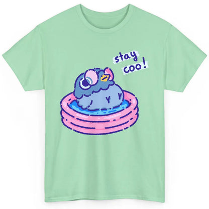 Cute Stay Coo Pigeon Swimming Pink Pool Bird Lover Kawaii Classic Unisex T-Shirt