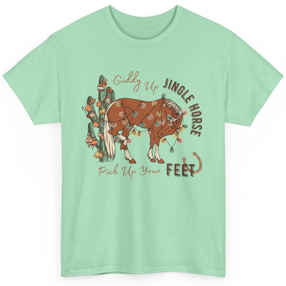 Giddy Up Jingle Horse Pick Up Your Feet Christmas Lights Classic Unisex T-Shirt