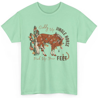 Giddy Up Jingle Horse Pick Up Your Feet Christmas Lights Classic Unisex T-Shirt