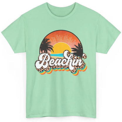 Beachin' Leopard Retro Summer Sunset Beach Lovers Vacation Classic Unisex T-Shirt