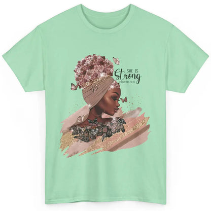 Floral Black Girl Shes Strong Afro Woman Christian Religious Classic Unisex T-Shirt