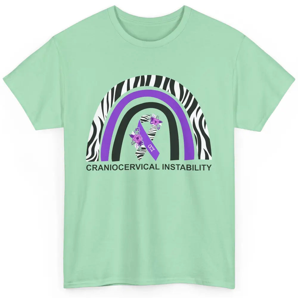 Craniocervical Instability CCI Awareness Purple Zebra Ribbon Classic Unisex T-Shirt