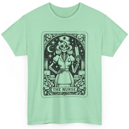 Retro Skeleton The Nurse Tarot Card Halloween Nursing Life Classic Unisex T-Shirt