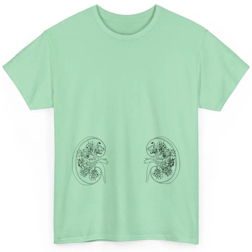 Floral Kidney Anatomy Two Kidneys Human Body Anatomy Classic Unisex T-Shirt