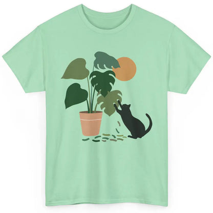 Black Cat And Plant The Making Of Monstera Garden Cat Lovers Classic Unisex T-Shirt