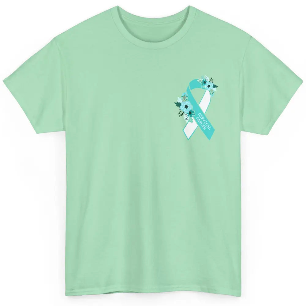 Cervical Cancer Awareness Support Turquoise Ribbon Pocket Sz Classic Unisex T-Shirt