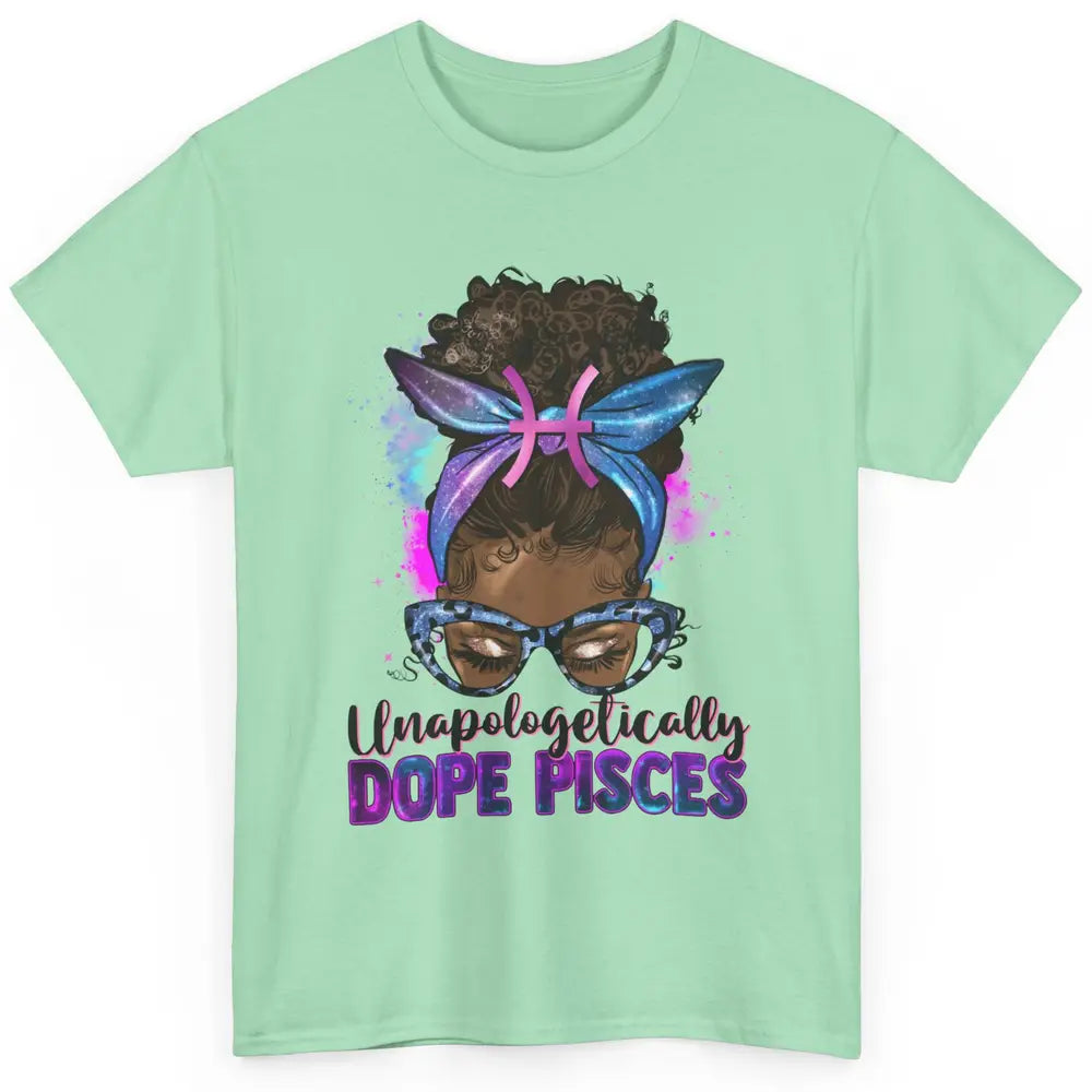 Unapologetically Dope Pisces Zodiac Leopard Afro Messy Bun Classic Unisex T-Shirt