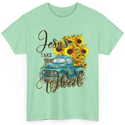 Sunflower Jesus Take The Wheel Christian Leopard God Bible Classic Unisex T-Shirt