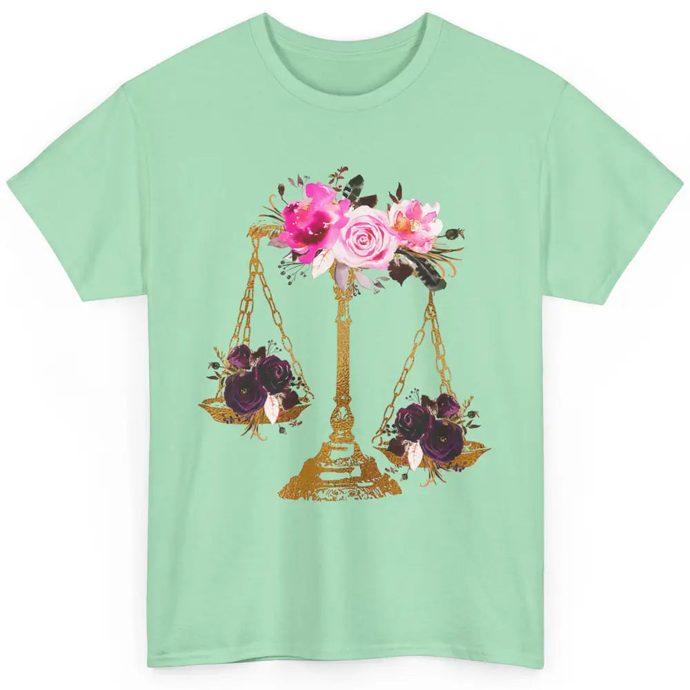 Wildflowers Lawyer Office Scales Roses Justice Law School Classic Unisex T-Shirt