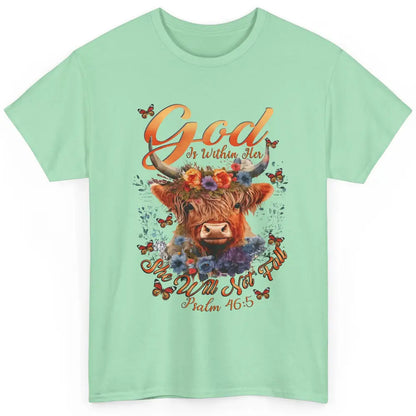 Christian Highland Cow God Is Within Her Bible Religious Classic Unisex T-Shirt