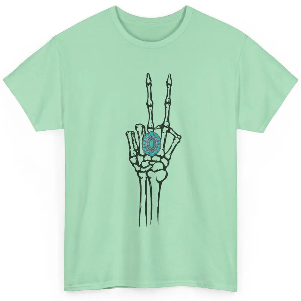 Retro Skeleton Turquoise Ring Western Future Bride Engaged Classic Unisex T-Shirt